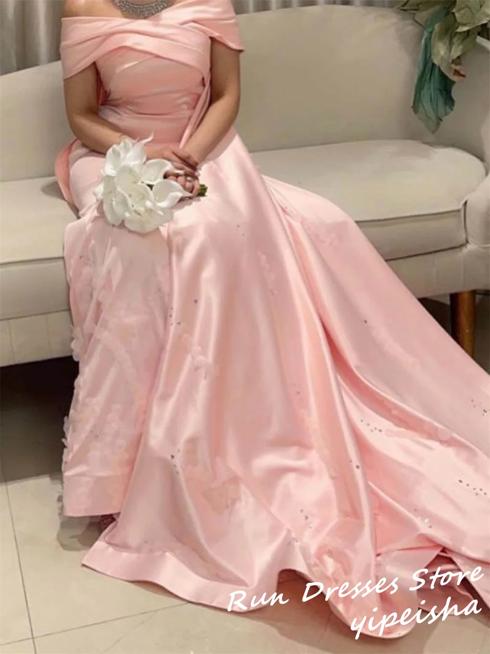 Elegant Off-the-shoulder Ball Gown Quinceanera Dresses Flower Satin Formal Occasion Gown 2023 luxury evening dresses