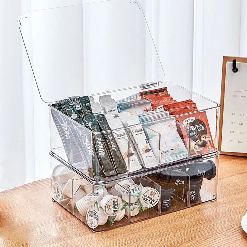 

Tea Bag Storage Box Divided Tea Bag Organizer Clear Storage Box With Lid Drawer Storage Holder Desktop Storage Container