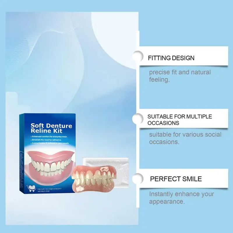 Denture Silicone Kit Silicone Liners Soft Kit Teeth Upper And Lower Set Easy Use for Men and Women Dental care Soft Denture Kit