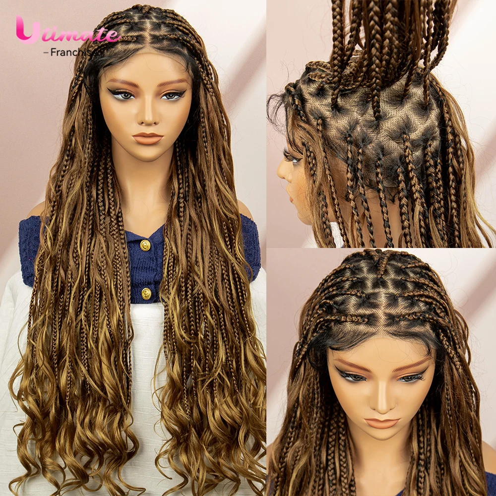 Full Lace Synthetic Dreadlocks Synthetic Hair Box Braided Wigs Soft Crochet Dreadlock Braids Hair Synthetic Locs Braids Hair