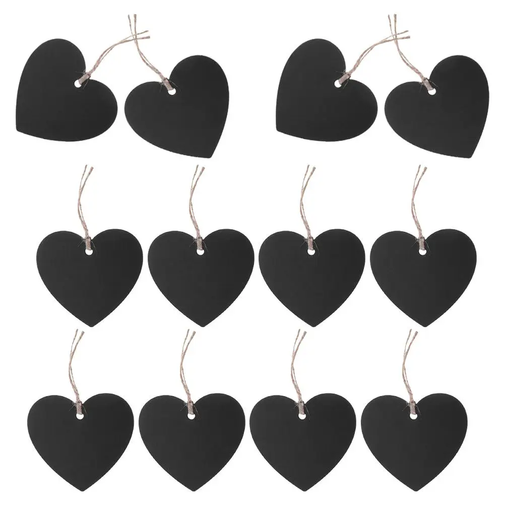 

15Pcs Mini Heart Shaped Chalkboard Double Sided Wooden Hanging Message Boards for Wedding Party Home Office Rustic Wooden