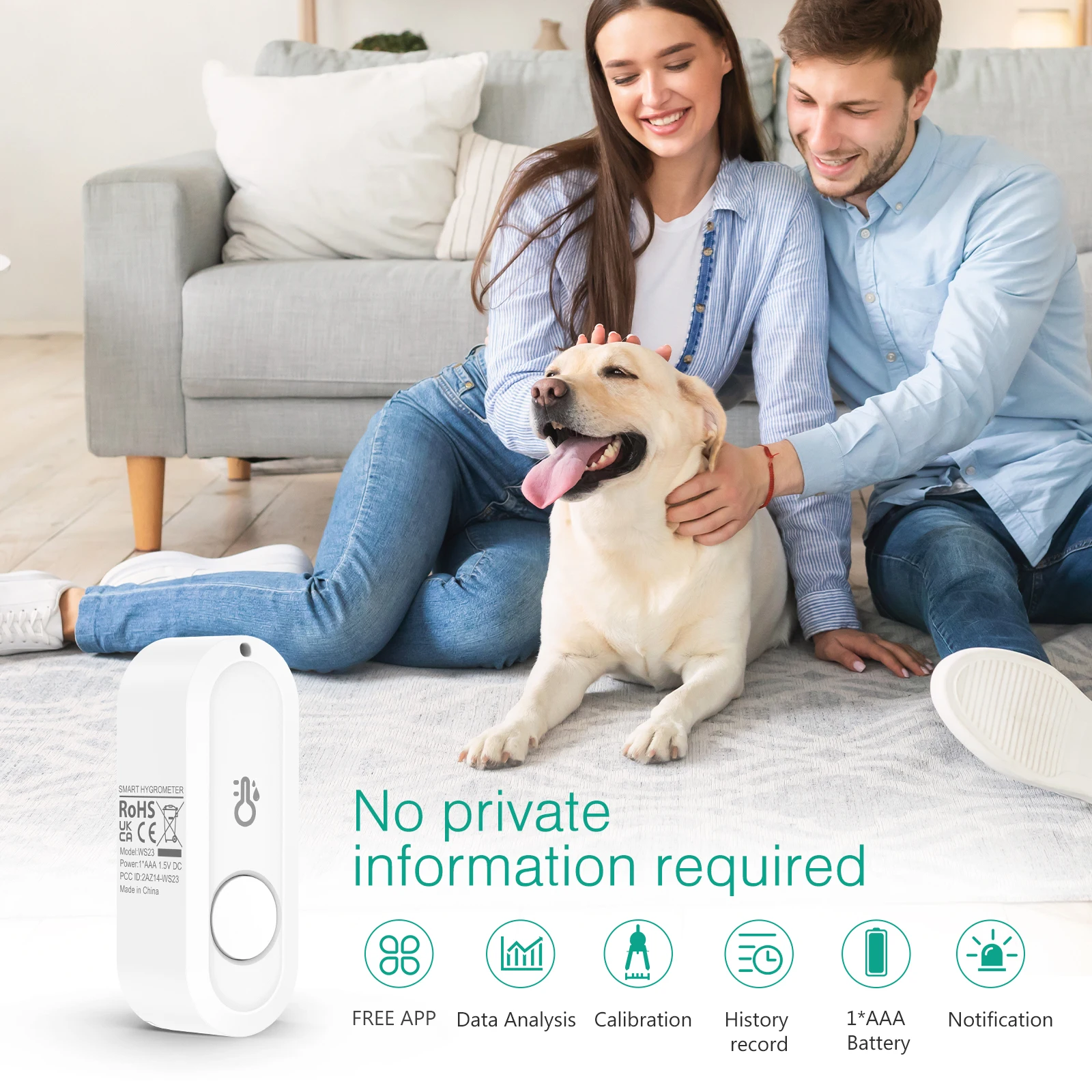 ORIA Higrómetro Bluetooth Termómetro Inalámbrico Sensor Temp Humedad - imagen 5