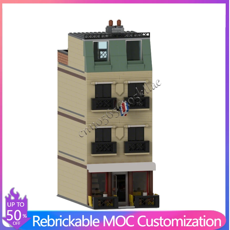 1285 PCS 하우스 스트리트 파리지앵 카페 리마스터드 MOC 맞춤형 모듈식 빌딩 블록 어린이 기술 브릭 DIY 조립 장난감 선물