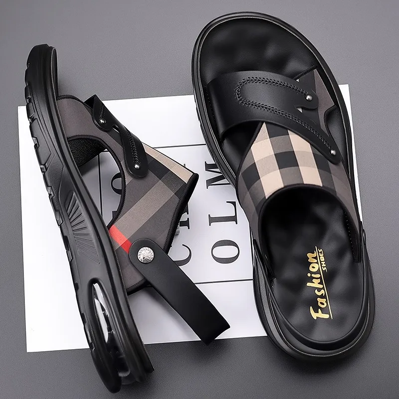 Men's Sandals Leather Casual Sandals Summer Beach Sandals for Men Outdoor Non Slip Platform Slippers Big Size47 Sandalias Hombre