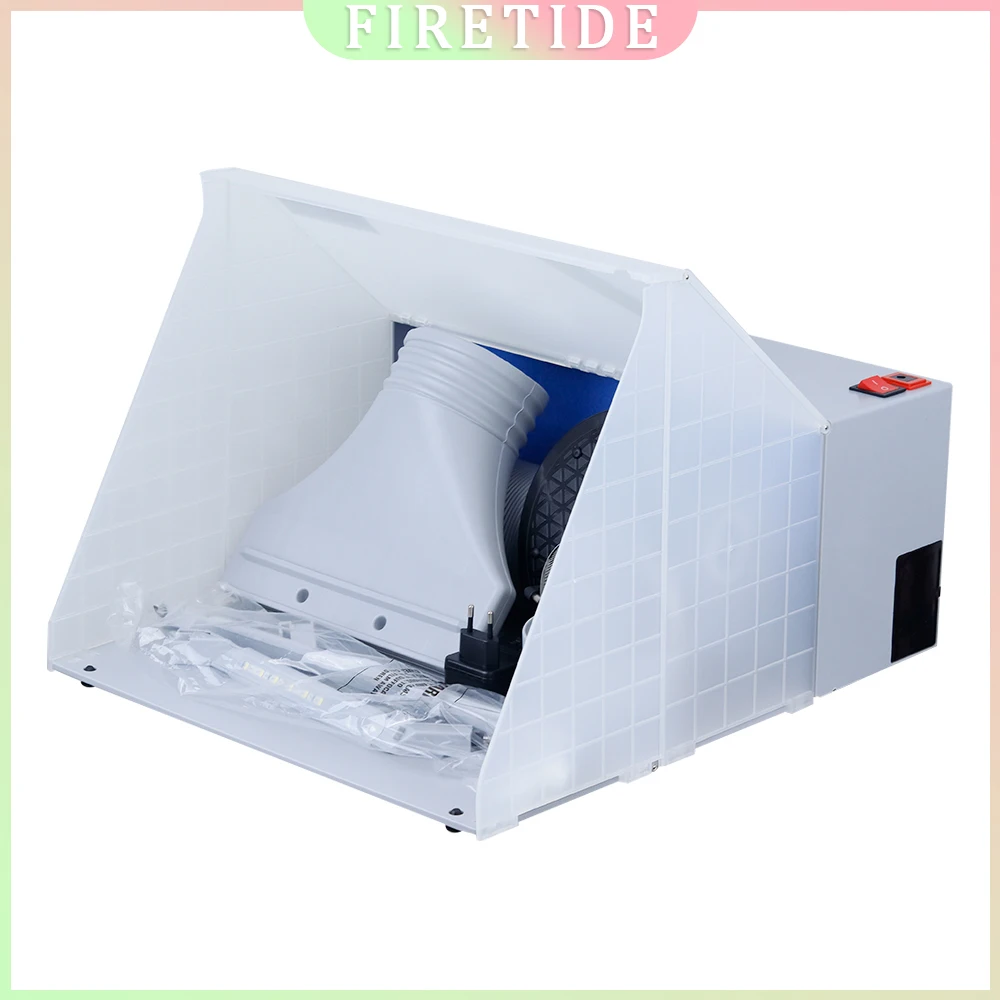 Portable Airbrush Spray Booth Kit with LED Light Tubes Exhaust Fan And Filter for Airbrush Painting Modeling Art & Craft Work