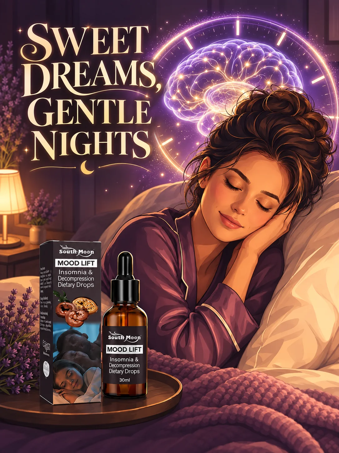 Nighttime Calm Relaxation Drops Bedtime Care Liquid Relaxing Night Formula for Adults