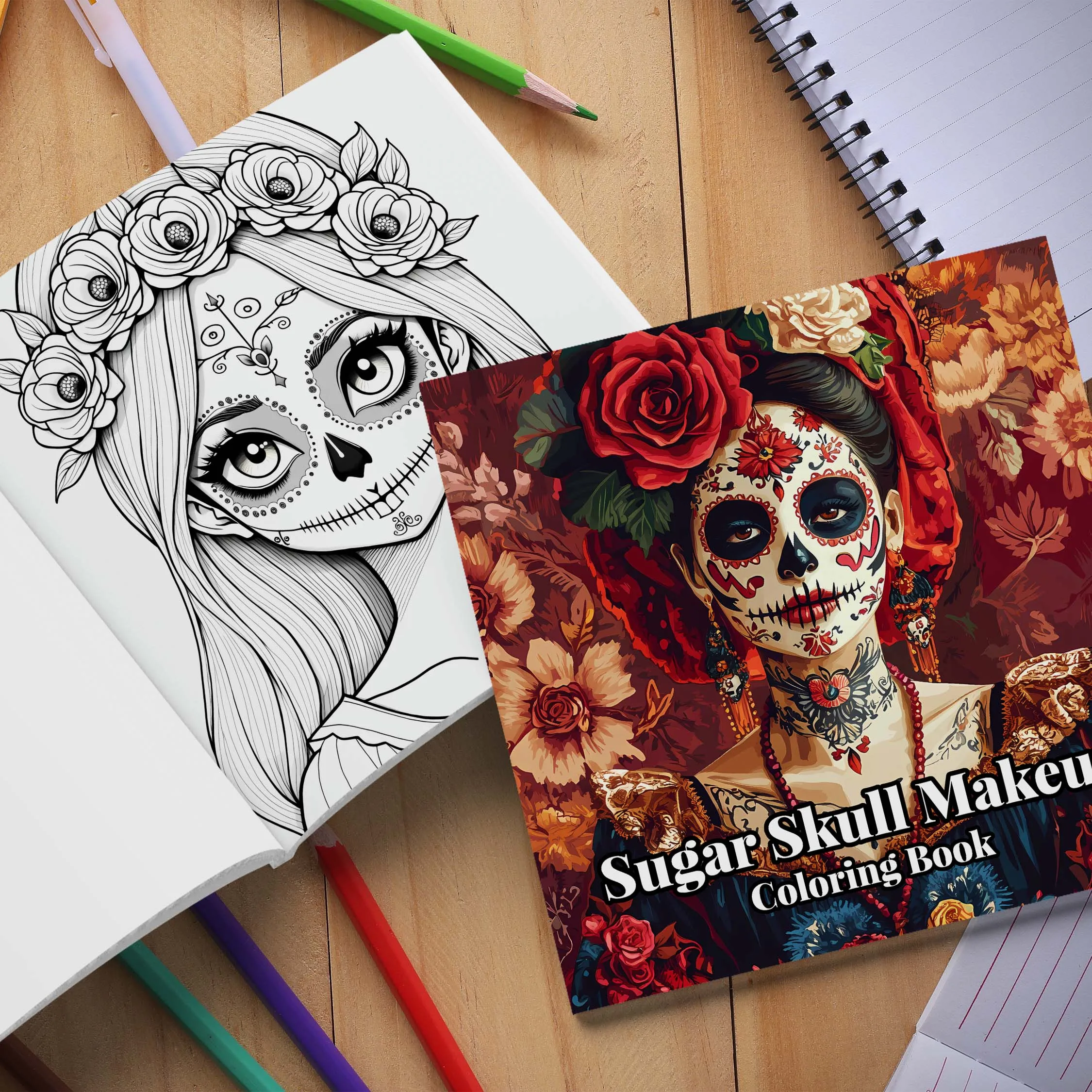 1pc 24 Pages Skull in Makeup Theme Coloring Book Art Craft Creative Expression Ideal Gift for Teens Adults