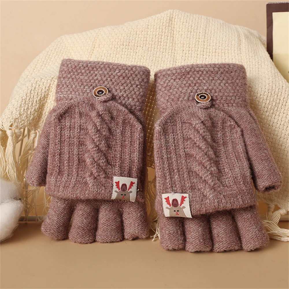 1/3/5PAIRS Thickened Gloves Half Finger Durable Womens Convertible Mittens Ridding Gloves Accessories Trend Half-finger Gloves