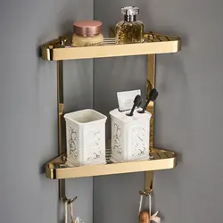 Vidric Corner Shelf Bathroom Shelf Shower Shampoo Cosmetic Shelves Brass Shower Rack Black/Gold Bathroom Storage Organizer Rack