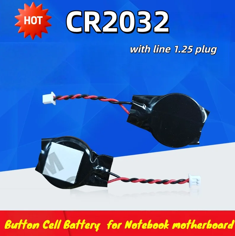 CR2032W CR2032 3V Lithium Button Battery With Wire 1.25mm Plug CMOS BIOS Replacement Battery For Notebook Motherboard