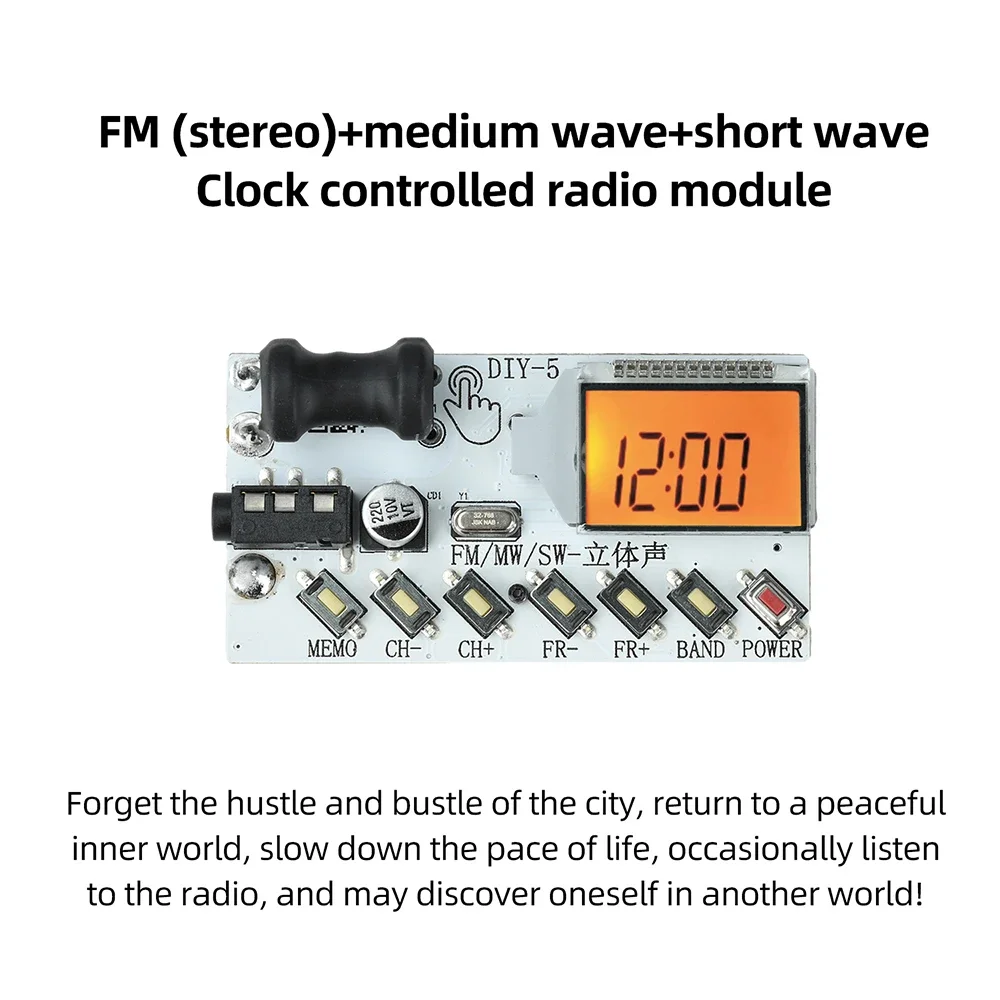 87-108mhz Diy Lcd Digital Display Fm Receiver Module Mw Sw Radio Transmitter Wireless Microphone Stereo Board Time Clock