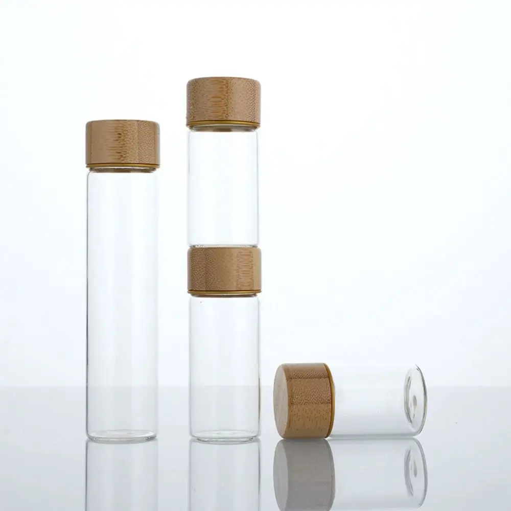 Dispensing Bottles Glass Sealed Spice Jars Transparent Storage Tank with Wood Lids Glass Storage Bottle Storage Tool