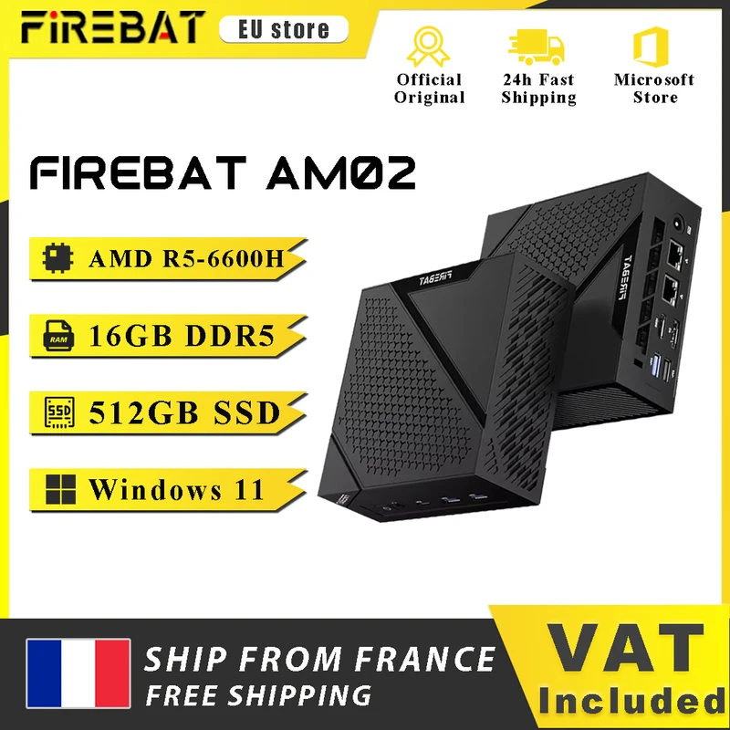 Firebat Mini PC AM02 Ryzen 5 6600H — un desktop da ufficio grande come un libro