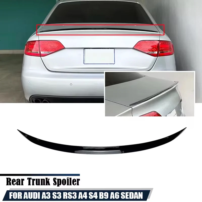 120CM Gloss Black Soft Rubber Rear Trunk Spoiler Lip Wing Splitter 5D Carbon Look Car Accessories For Audi A3 S3 RS3 A4 S4 B9