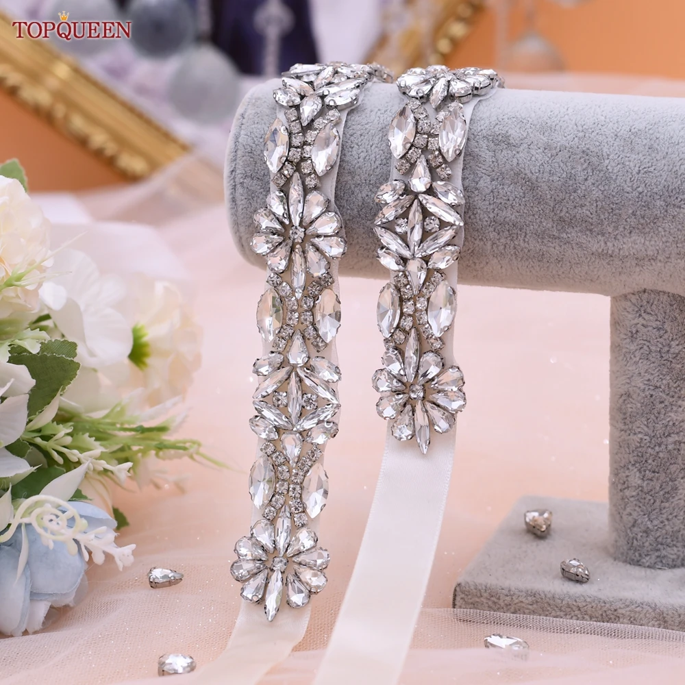 TOPQUEEN Bling Belts for Women Dress Bridal Belts for Wedding Beaded Sash Bride Accessories Womens Bridal Belts S459