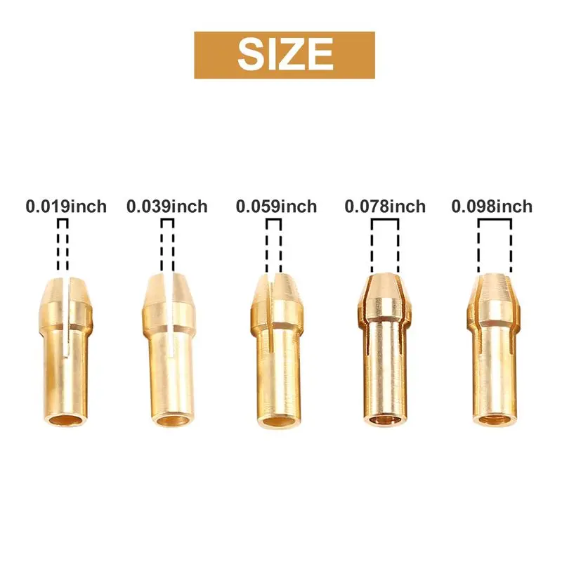 AT02-3 Sets 0.5-3Mm Brass Drill Chuck Small Electric Drill Bit Collet Fit For Dremel Rotary Tools 3 Size -2.0Mm 2.35Mm 3.17Mm