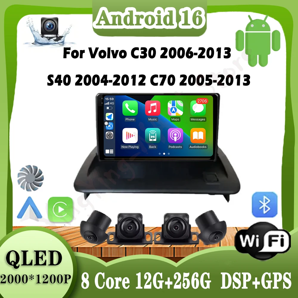 

Android Auto Radio Carplay For Volvo C30 2006-2013 S40 2004-2012 C70 2005-2013 Multimedia Player GPS Navi Stereo QLED Screen