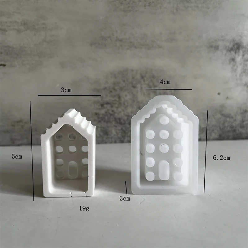 4PCS 3D Nordic Style Mini Pendant Silicone Mold Aromatherapy Gypsum Christmas House Candle Holder Mold LED Light Ornament Mould