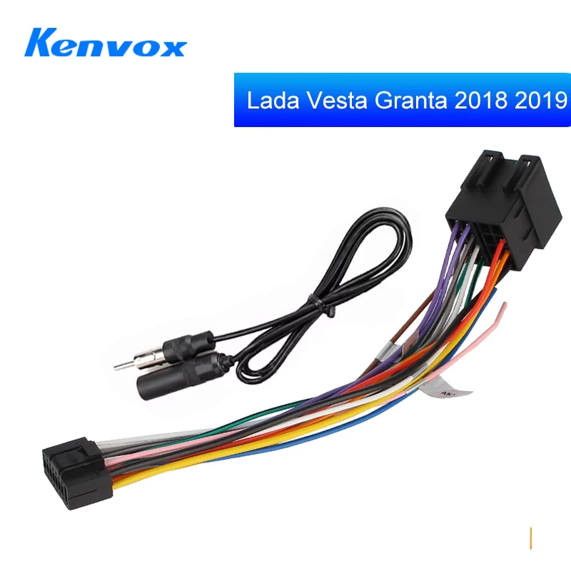 Kencox Android car stereo radio ISO Wiring harness adapter For Lada Vesta Granta 2018 2019 16 pin Connector Plug Power Cable