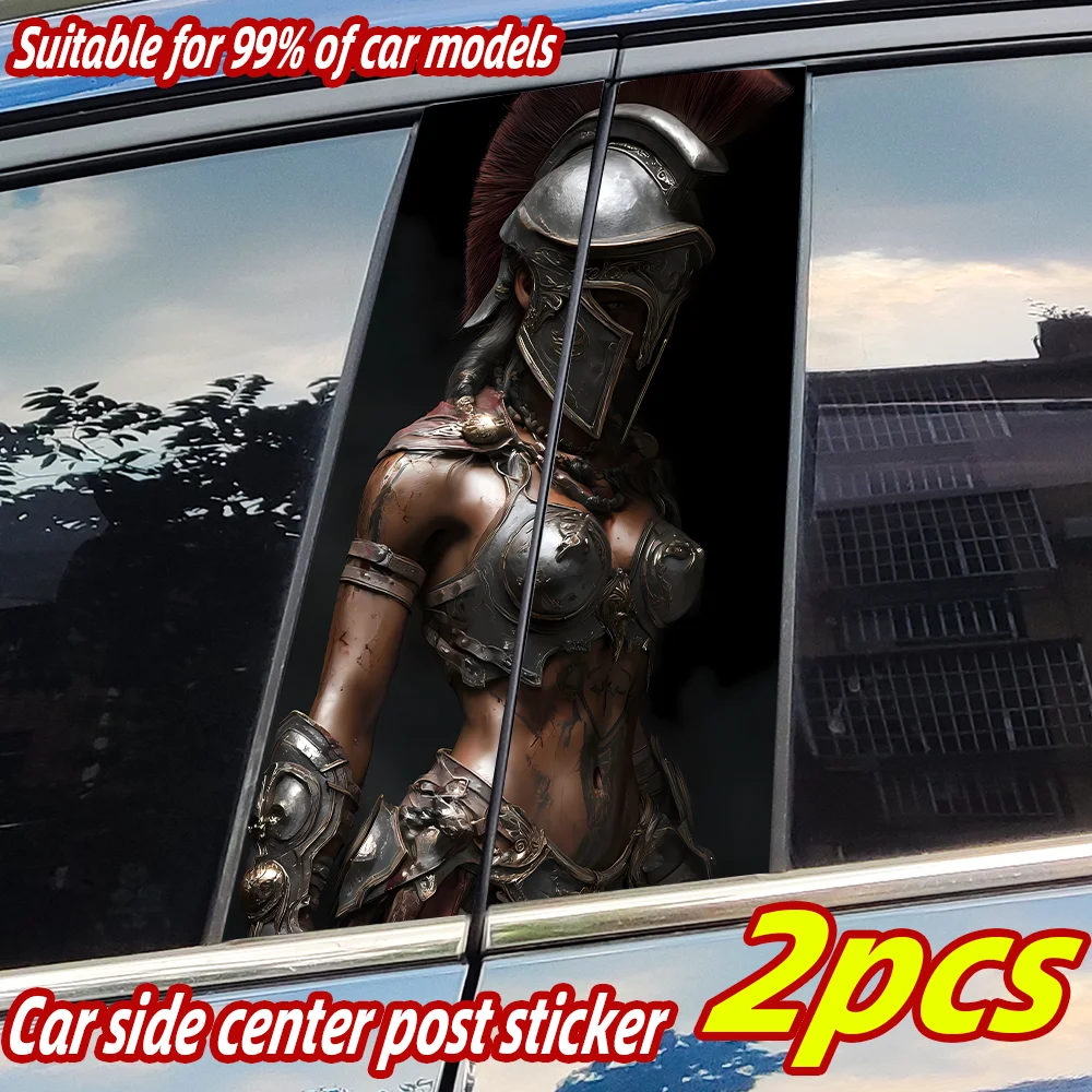 

Spartan Female Warrior Car Stickers Auto B Pillar Waterproof Sunscreen Decor Cover Scratches Car Door Pillar Decals Accessories