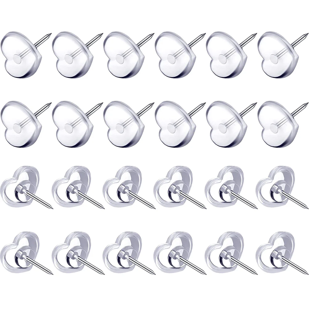 100Pcs Delicate Heart Shaped Push Pins Reusable Compact Thumbtacks for Home Office School Map Decoration Supply