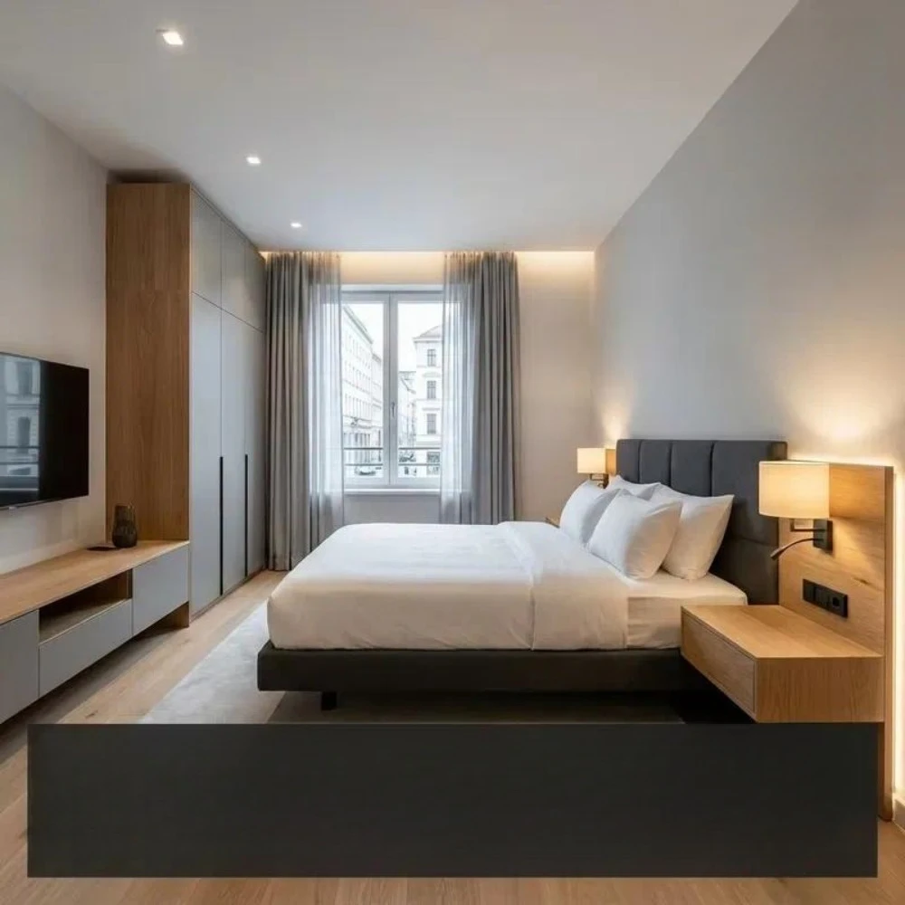 Modern Hotel Bedroom Furniture Set Commercial Grade Apartment Room Furnishings OEM Supplier Germany Style Home Decor