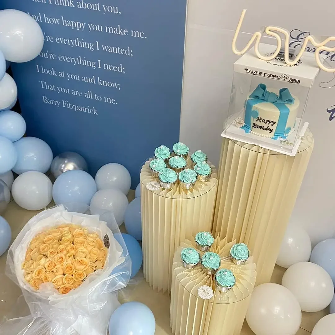 Folding Paper Roman Column Ornaments Party Wedding DIY Decoration Dessert Cake Table Stand Columns Decoration Display Stand