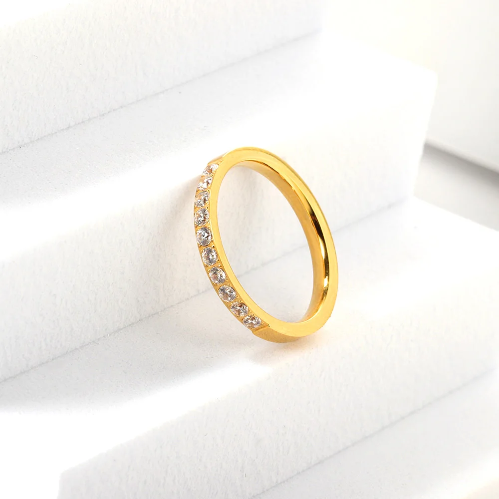 LUXUSTEEL Stainless Steel White Cubic Zircon Stone Rings For Women Girls Rhinestone Shell Delicate Engagement Jewelry 2023 New