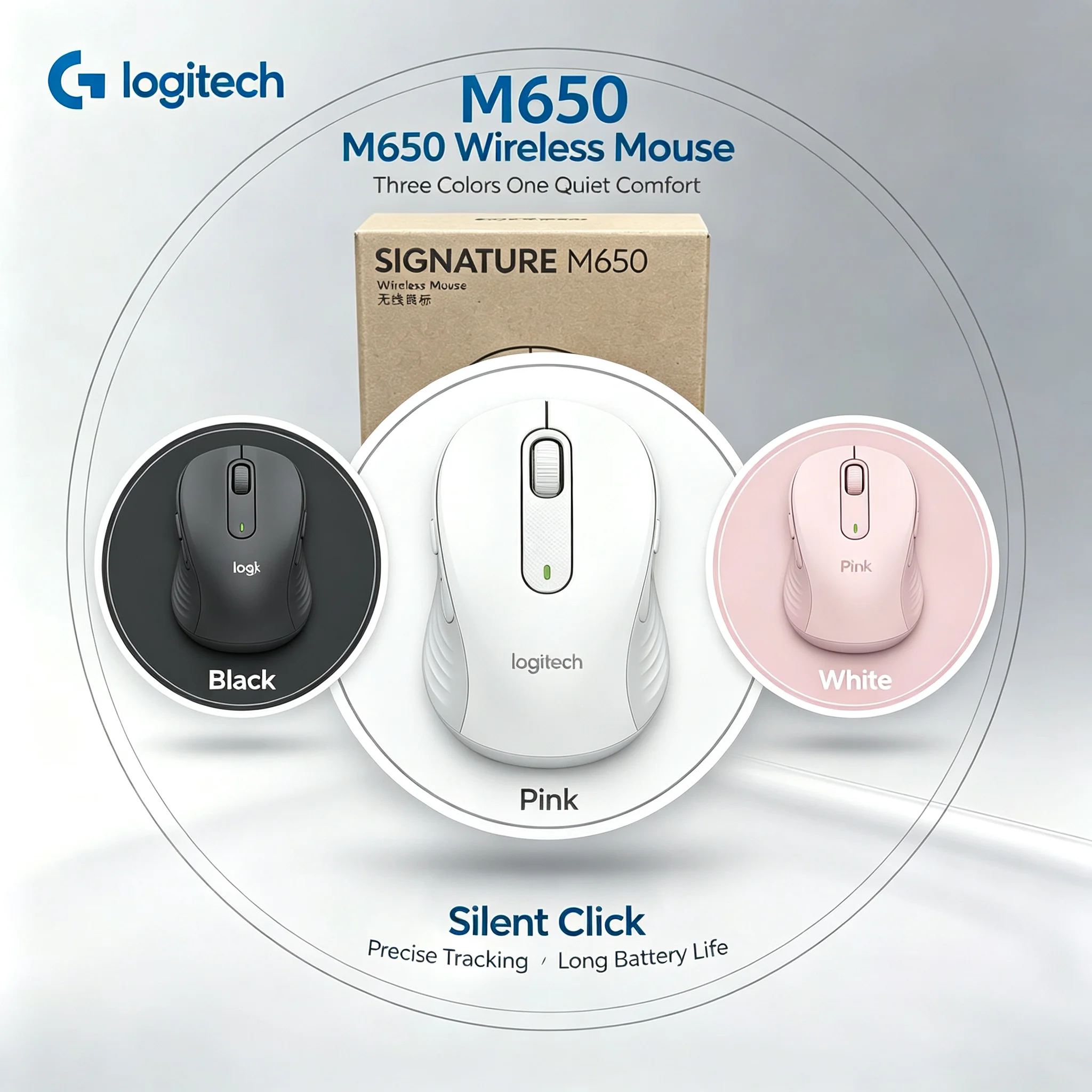 Original Logitech Signature M650 Wireless Mouse Multi‑Device Switch Ergonomic Comfort For PC