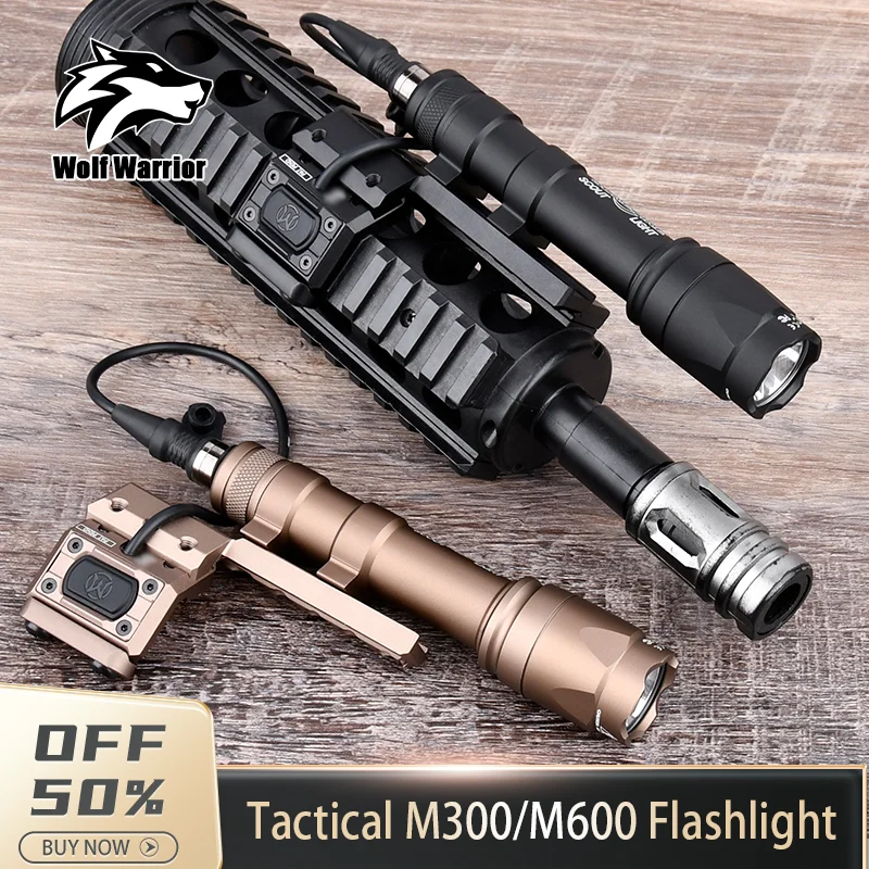 

Tactica SF Flashlight M300/M600 series Metal Pistol Gun Strobe LED Light Fit 20mm Rail Airsoft Hanging Hunting Flashlight