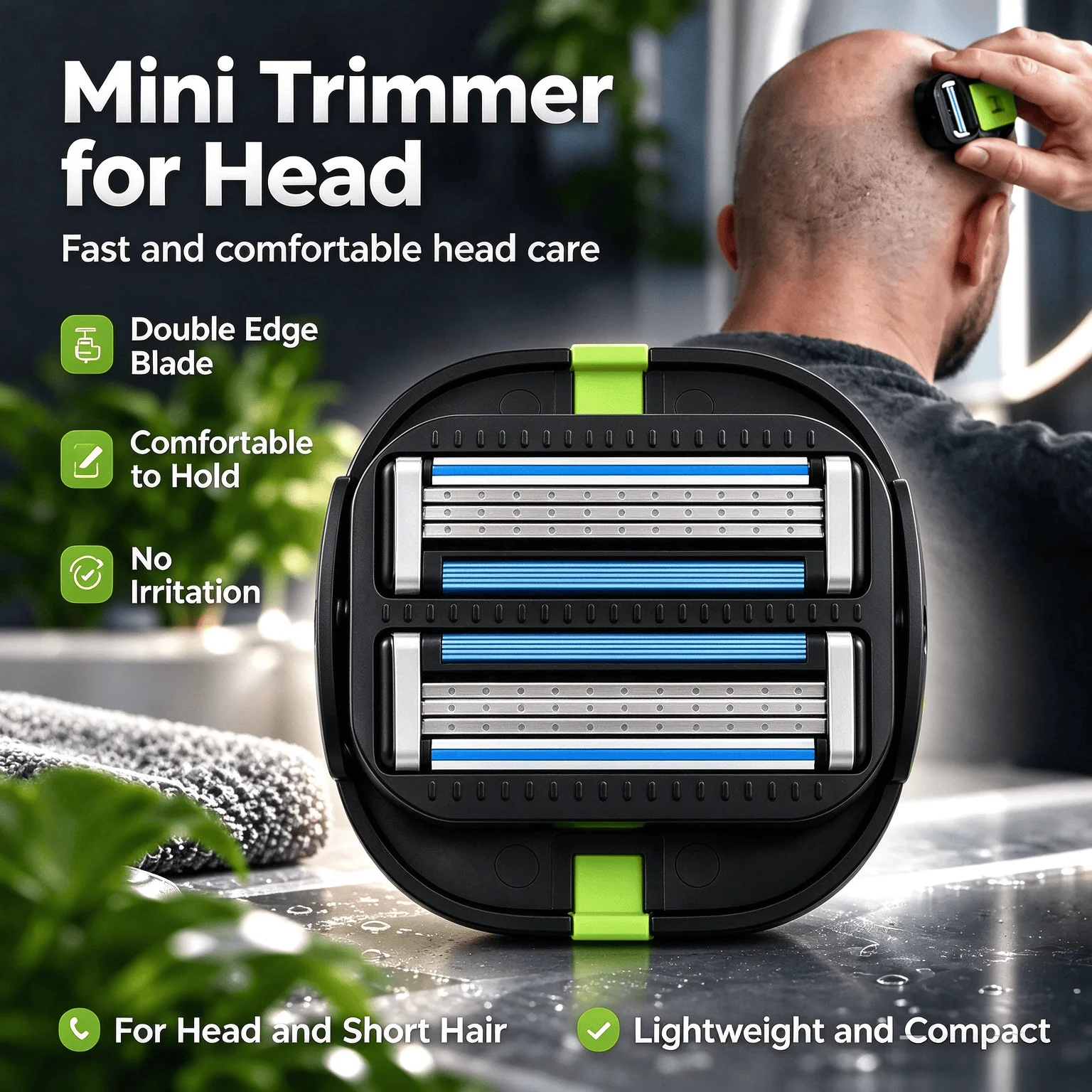 RZACLEA Men Convenient Multi-Blade Shaver: Effortless Bald Head & Body Hair Grooming For Unisex Washable Shave Clean One Strok