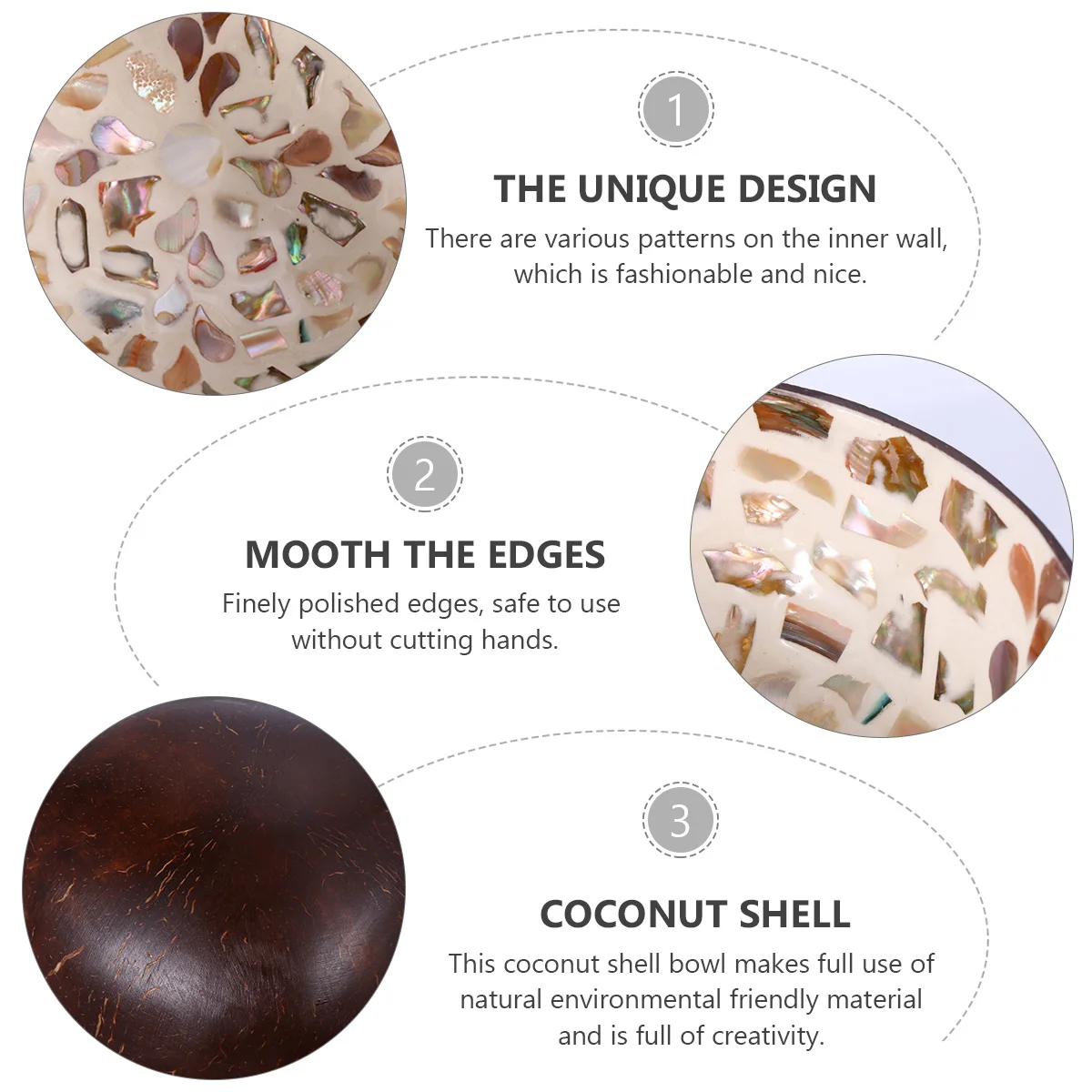 1 قطعة وعاء قشرة جوز الهند وعاء تخزين مستدام طبيعي للحلوى والمكسرات والفواكه طبق مزخرف لتزيين استوديو الصور في الفندق #6