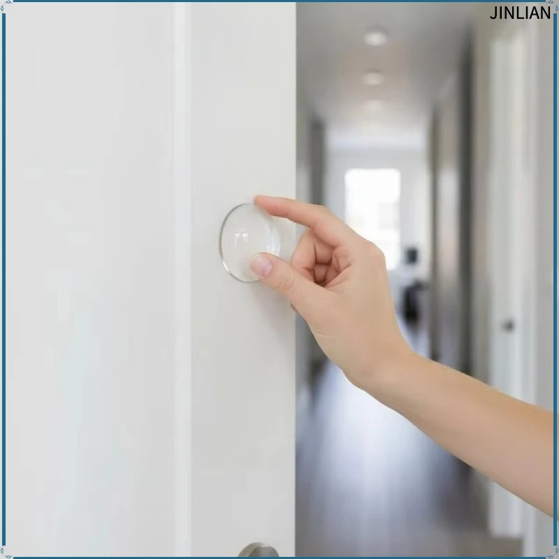 Self Adhesive Washable Door Wall Protector Pads 6Pcs Transparent Removable Door Stopper for Apartment Dorm Use