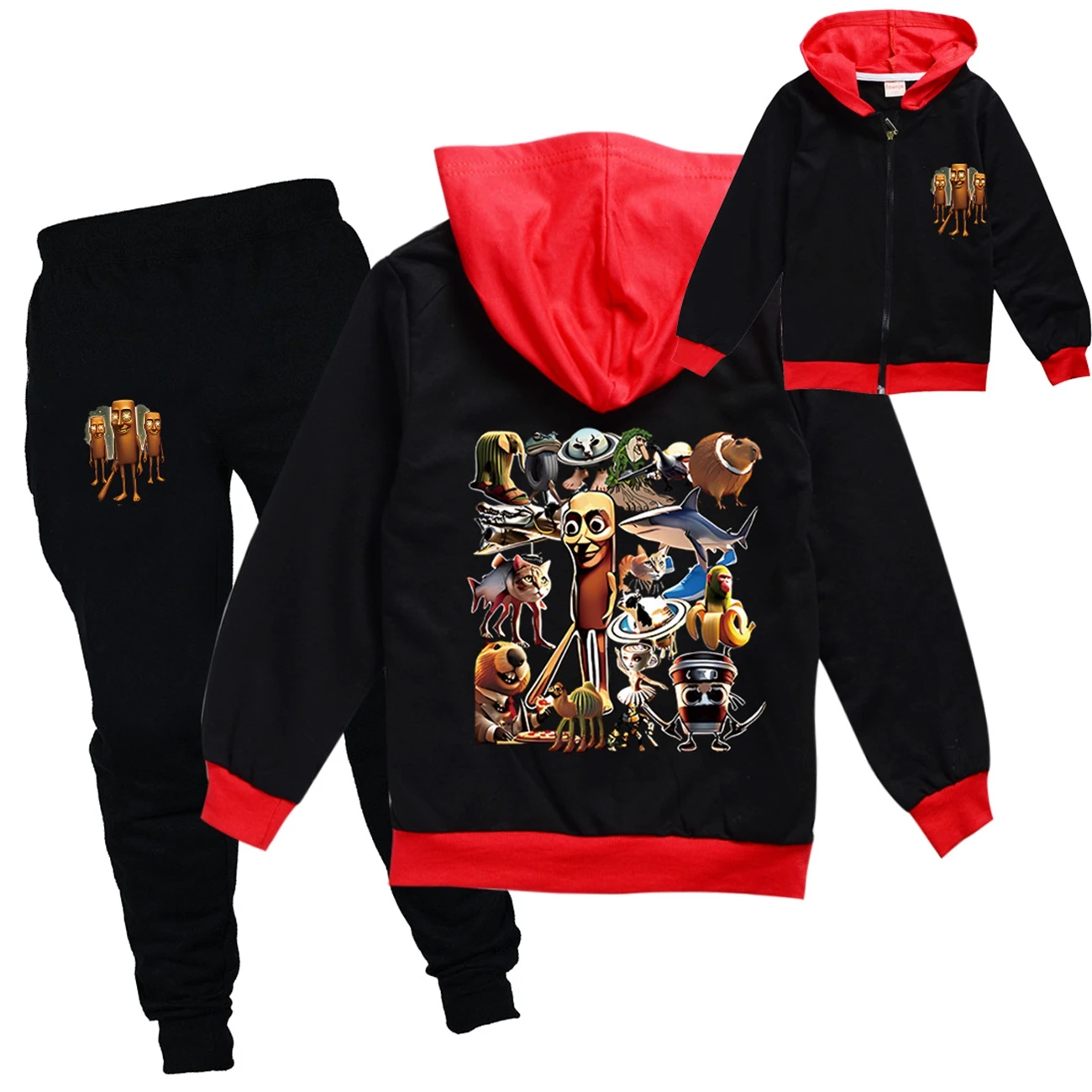 

Tung Tung Tung Sahur 2pcs Kids Hooded Zipper Jacket Pants Set Toddler Girls Boys Tracksuit Children's Outfit Clothing