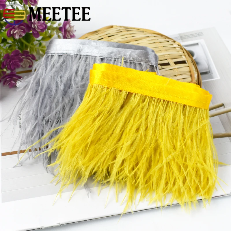 

2/5M 6cm Colored Ostrich Feather Fringe Tassels Latin Dress Decorative Trimmings Stitching Lace Trim Fringes Sewing Accessories
