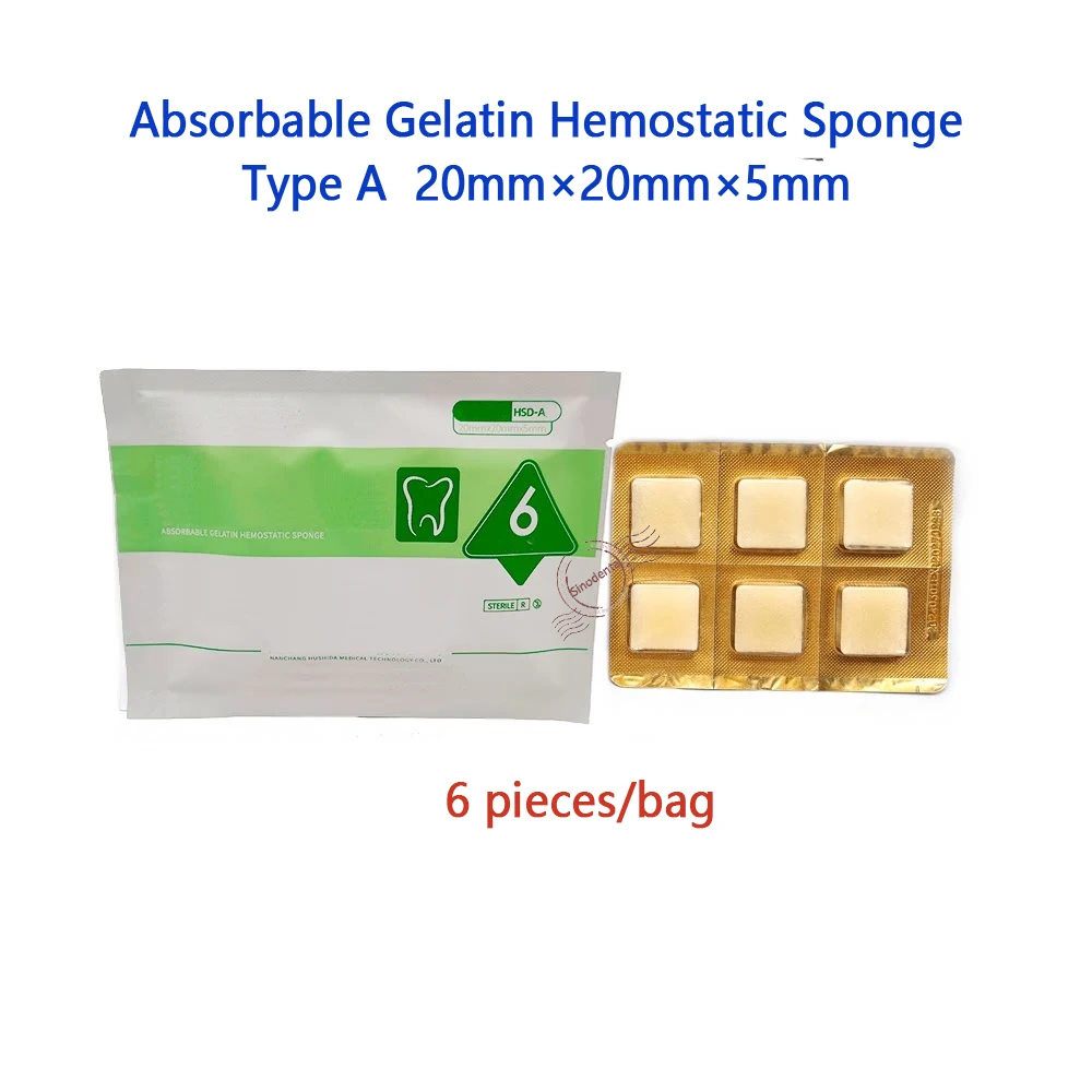 6pcs/Bag Dental Surgery Sponge Absorbable Gelatin Hemostatic Sponge for the Formation of Fibrin and Achieve hemostatic Effects.