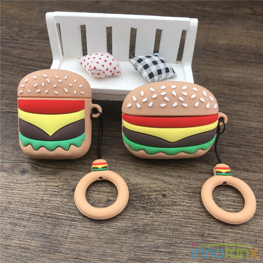 Süße Hamburger Hülle für Airpods/Pro weiche Silikon hüllen für Apple Airpods2 Bluetooth Kopfhörer abdeckung schöne Brot Food Shell