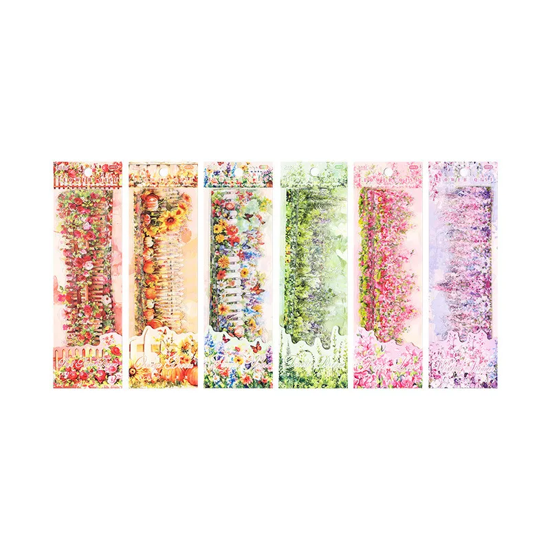 Journamm 10 Pcs 울타리 식물 스티커 애완 동물 긴 스티커 DIY Scrapbooking 콜라주 편지지 장식 정크 저널 미학 스티커