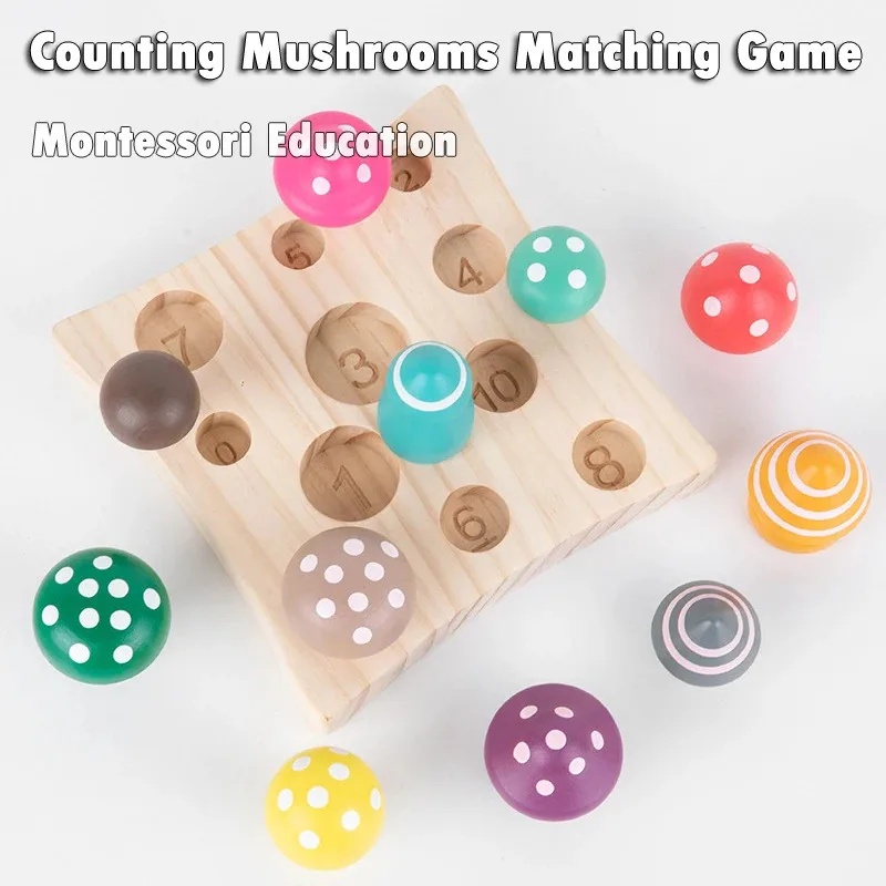 Bunte Pilze Kinder Holzspielzeug Zählen Pick Pilze Farbe Form Sortierung Matching Spiel Sensorische Pädagogische