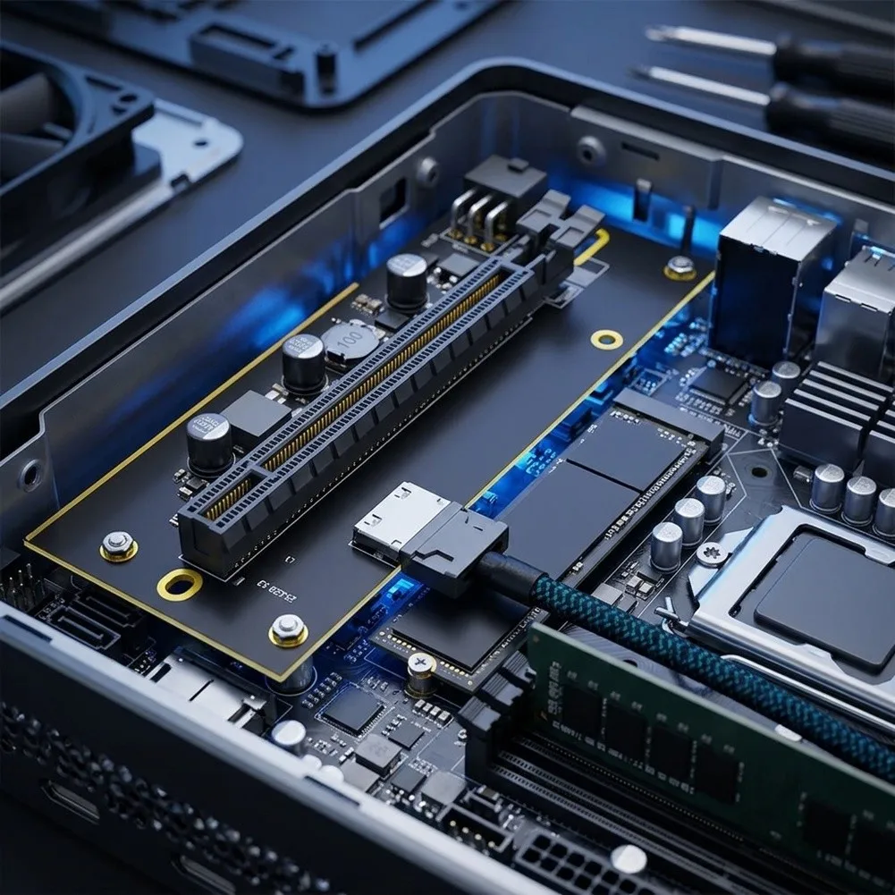 For Oculink SFF-8612 Key M Adapter for PCIe 4.0 x16 External Support in Professional Design and Testing Environments