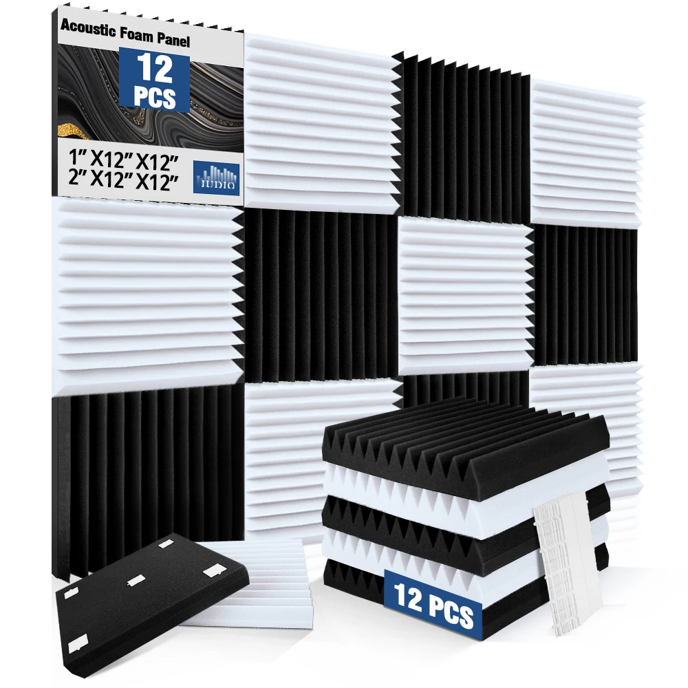 

Шумоподавляющие акустические пенопластовые панели, 12 звукоизоляционных стеновых панелей, треугольные канавки высокой плотности, 5 см для офиса/студии звукозаписи cei