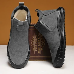 Winter Warm Plush Men Snow Boots waterproof leather boots Men Soft Soles Ankle Boots Non-Slip Men winter Shoes Short Boots