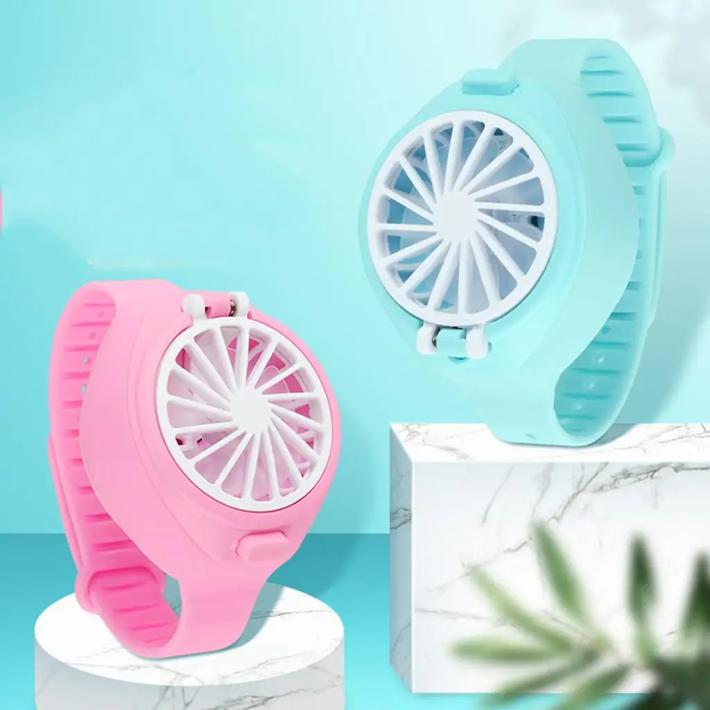 2 Pieces Kids Fan Watch Portable Silent Mini Summer Fan Toys USB Charge