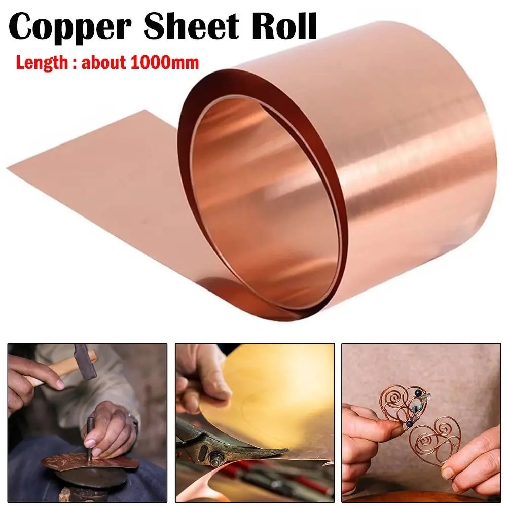 New 0.01-0.2mm Thick Copper Plate Roll 10mm-200mm Wide 99.9% Pure Copper Copper Sheet Length 1000mm Pure Copper Strip