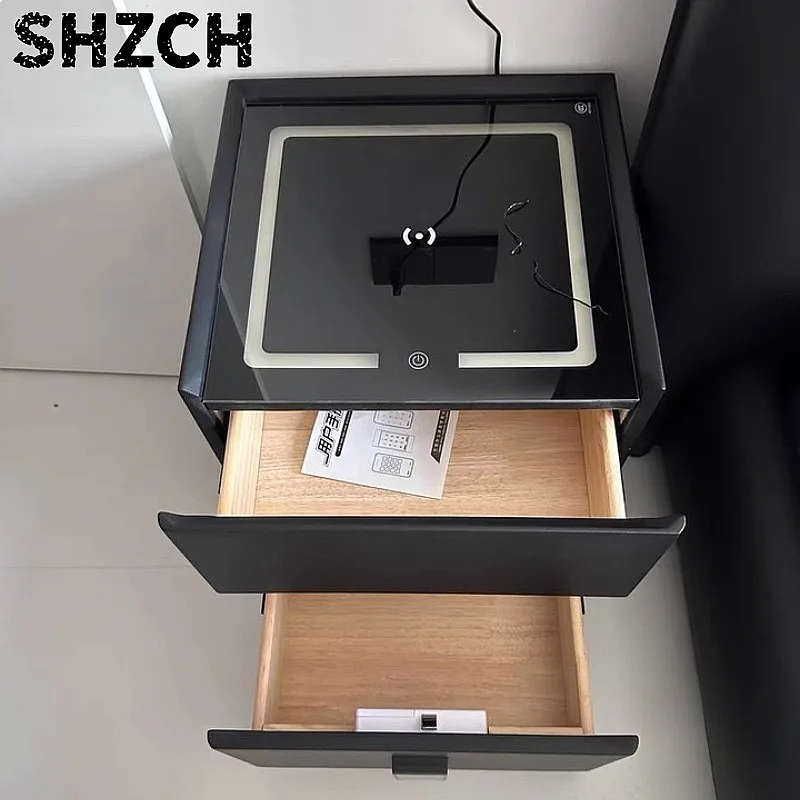 2026 Smart Nightstands Minimalist Narrow Bedside Table Wireless Charging Modern Storage Cabinets