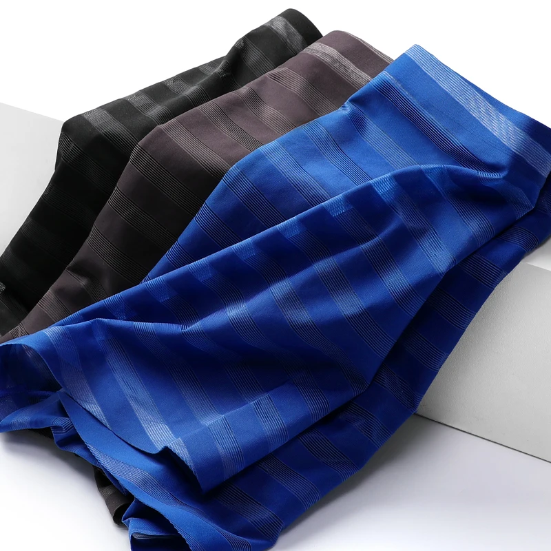

5PCS Men's underwear men's ice silk summer thin flat shorts without mark mode four corners breathable antibacterial shorts head