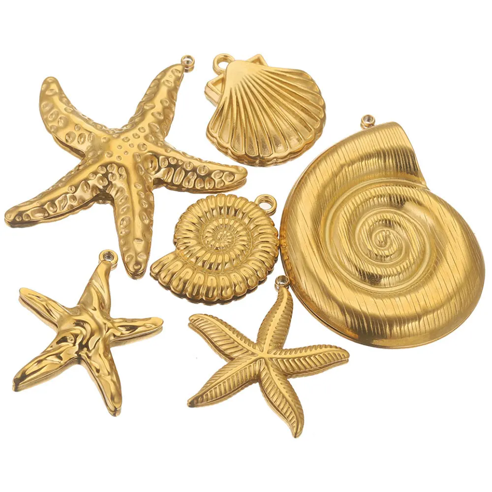 

3-5pcs Stainless Steel Summer Large Sea Conch Shell Charms for DIY Earring Jewelry Materials Making Pendant Supplies Crafts