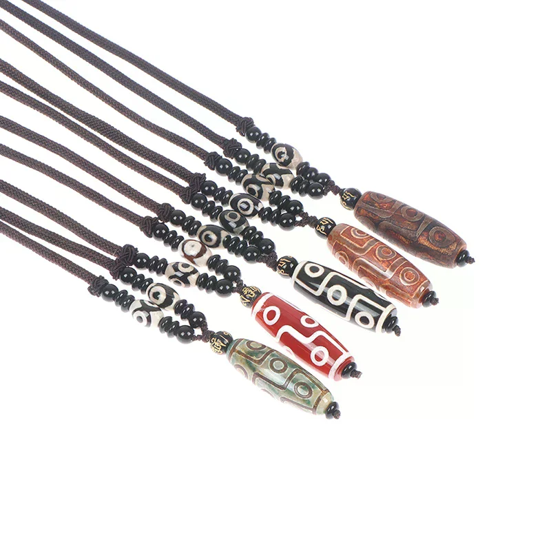 /HTF/Nine Eye Tibet Dzi Pendant Necklace Tibet Heaven Bead Bring Good Luck 1Pc