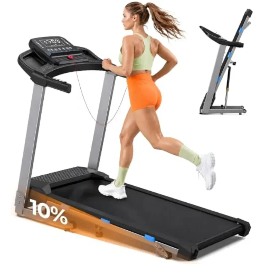 Foldable Treadmills for Home Use: Steel Frame, Black, 10 Incline 400 LBS Capacity