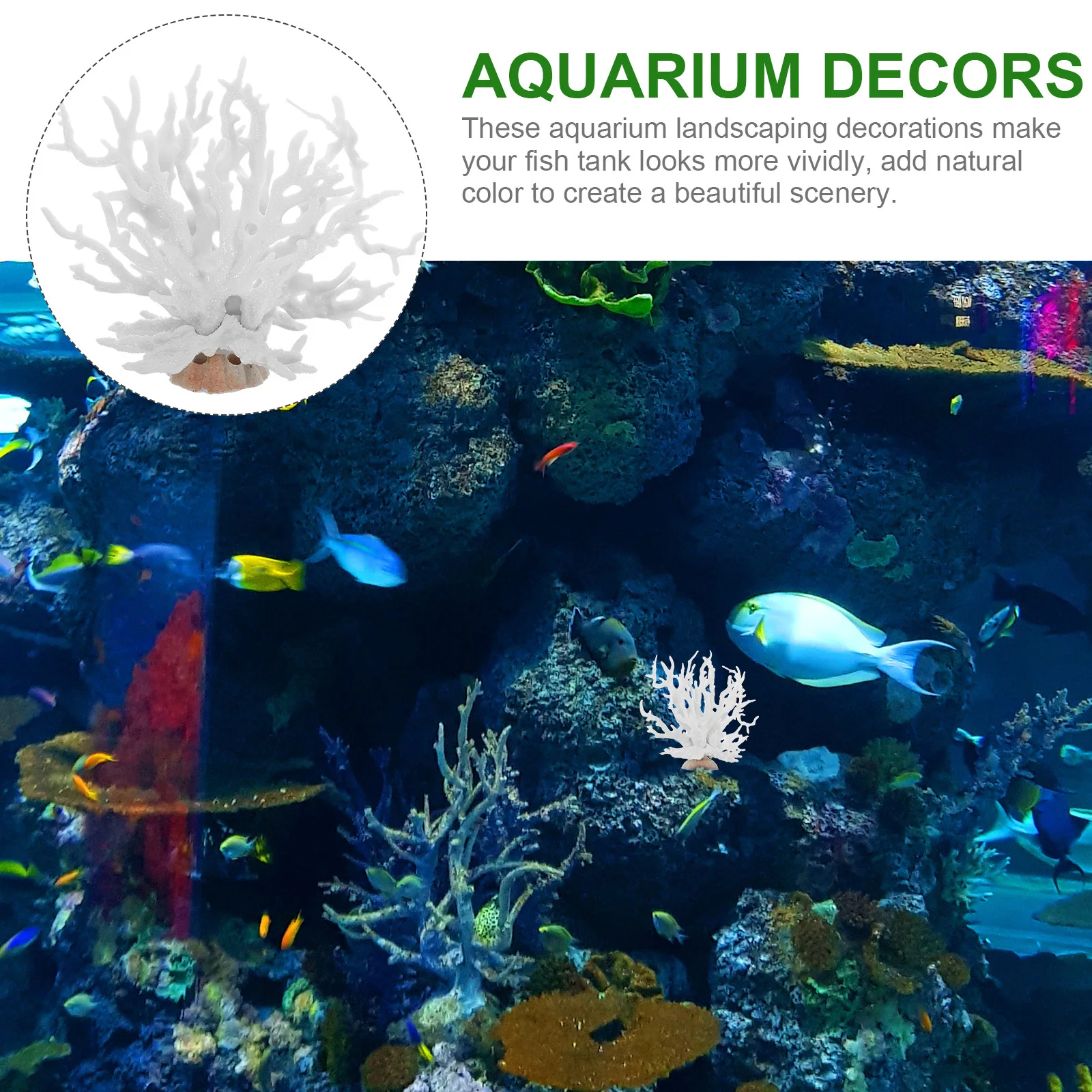 

Decorative Aquarium Coral Resin Fish Tank Decors White Coral Decor for Small Tanks Realistic Landscape Desktop Aquarium Decor